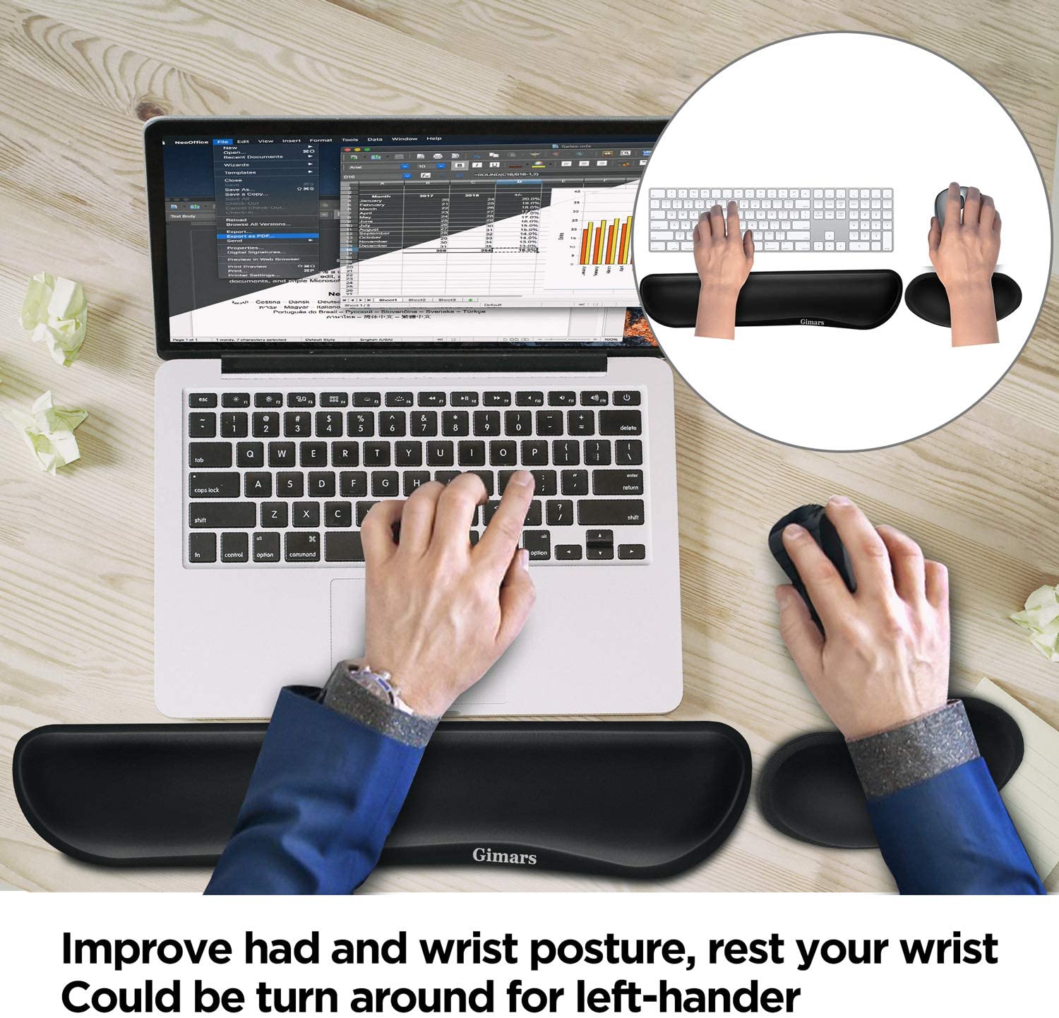 Gimars Upgrade Enlarge Gel Memory Foam Set Keyboard Wrist Rest Pad, Mouse Wrist Cushion Support for Office, Computer, Laptop, Mac, Comfortable, Lightweight for Easy Typing Pain Relief, Black Gimars Upgrade Enlarge Gel Memory Foam Set Keyboard Wrist Rest Pad, Mouse Wrist Cushion Support for Office, Computer, Laptop, Mac, Comfortable, Lightweight for Easy Typing Pain Relief, Black